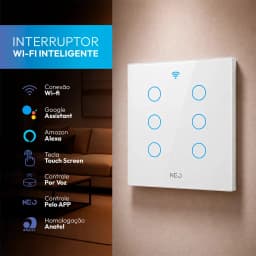 Interruptor Inteligente Smart Wi-Fi 2.4 Ghz Alexa Google 3 Botões 4x2 Bivolt Branco Neo Avant