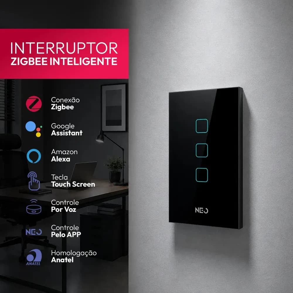 Interruptor Inteligente Neo Avant 3 Botoes